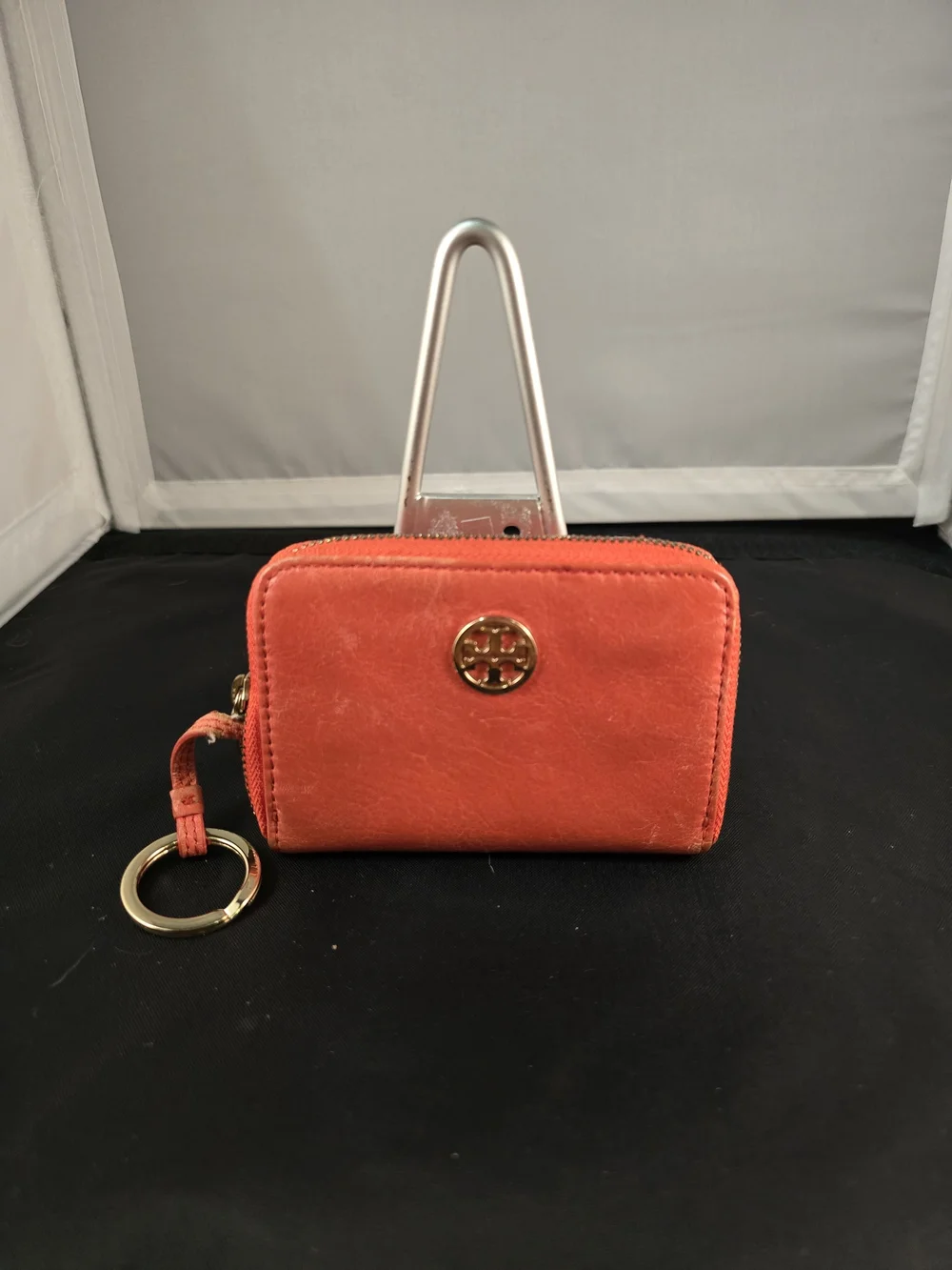 Tory Burch Orange Zip Card Case Keyring